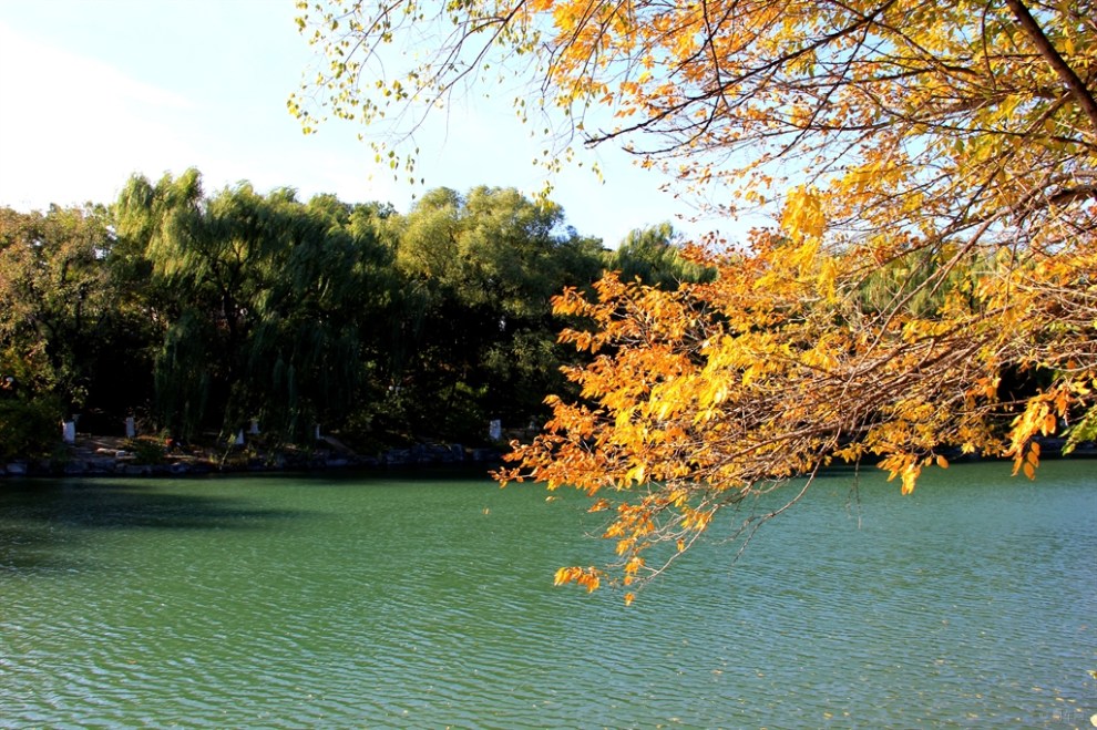 【【美丽风景】深秋的北京大学未名湖畔】_云