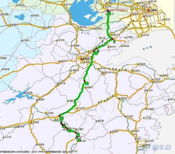 从上海,苏州无锡至缙云高速出口的地图图片