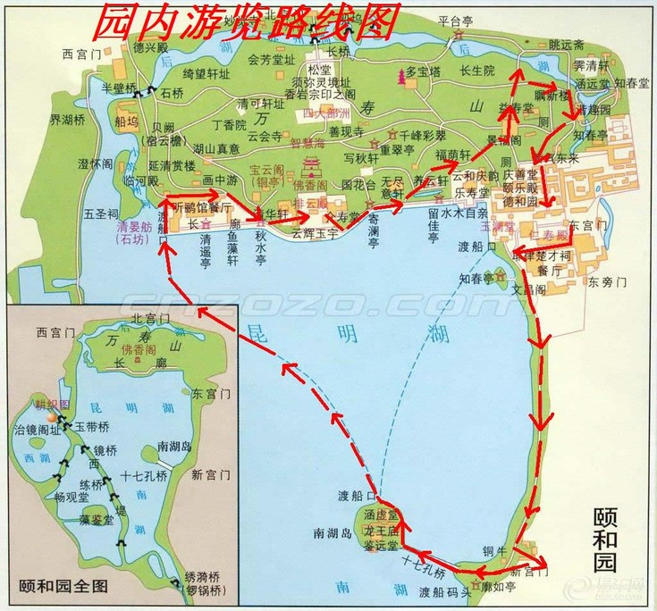颐和园游览路线图