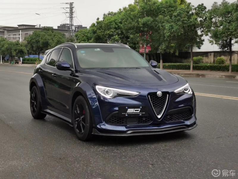 阿尔法罗密欧stelvio 改装sd 款宽体大包围机盖前唇侧群轮眉后唇中翼