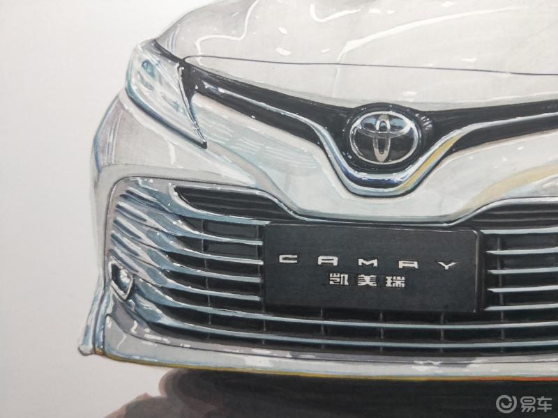 汽车手绘第八代凯美瑞带人物的车手绘