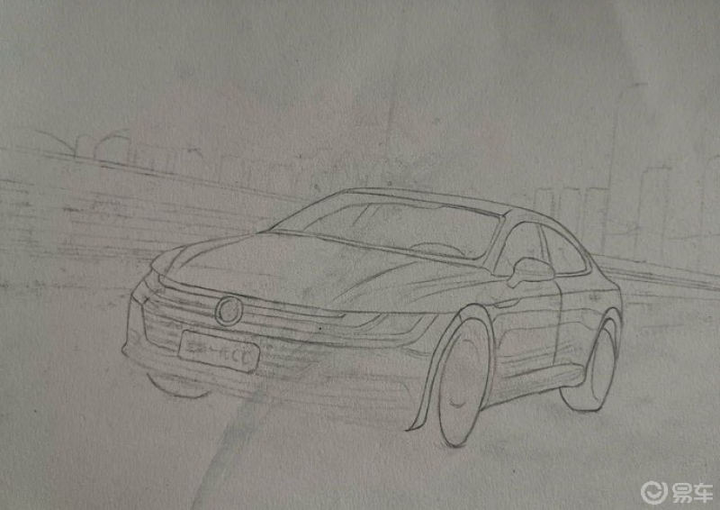 手绘美若惊鸿的大众cc