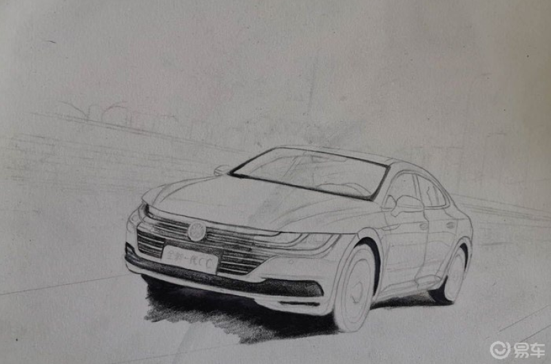 手绘美若惊鸿的大众cc