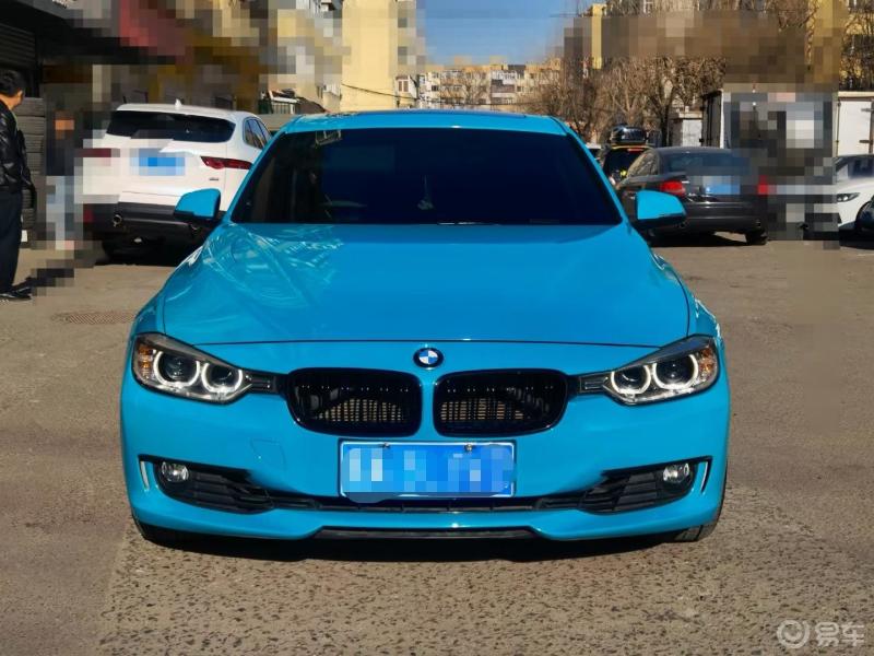 宝马320i改色膜迈阿密蓝漂亮经典车型