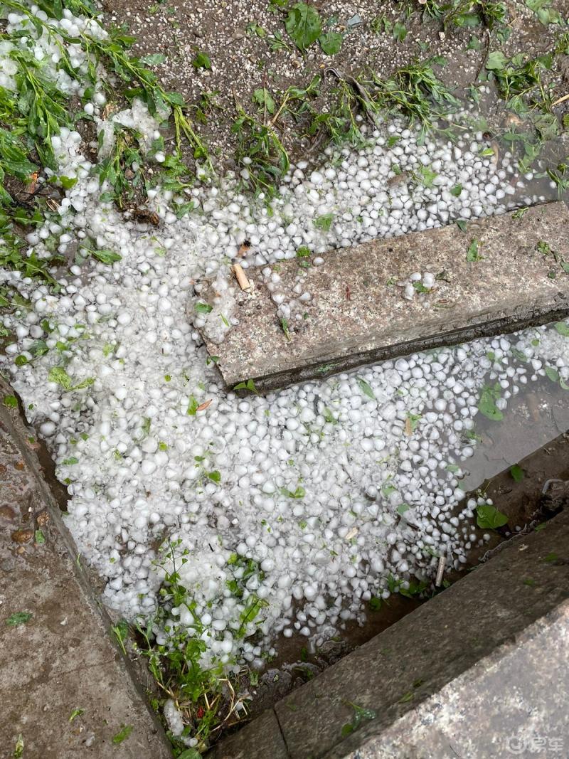 张家口下午四点钟下了大雨这冰雹有点成灾了