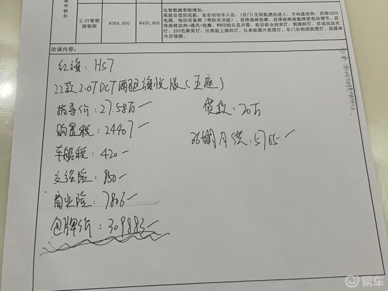 【晒报价单】车型:红旗hs7指导价:27.58万车型配置:旗悦版5座两驱