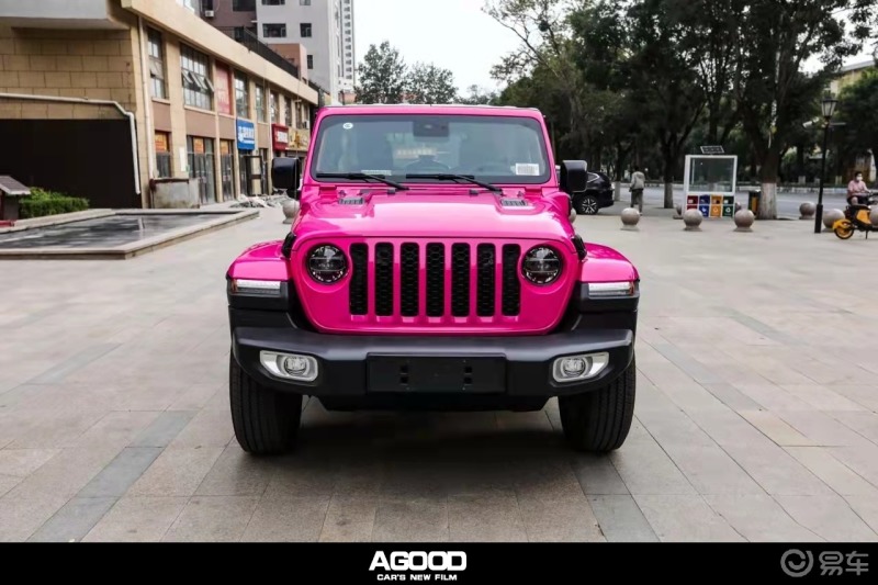 改色膜案例agood阿古德汽车贴膜牧马人玫红色又叫玫瑰红