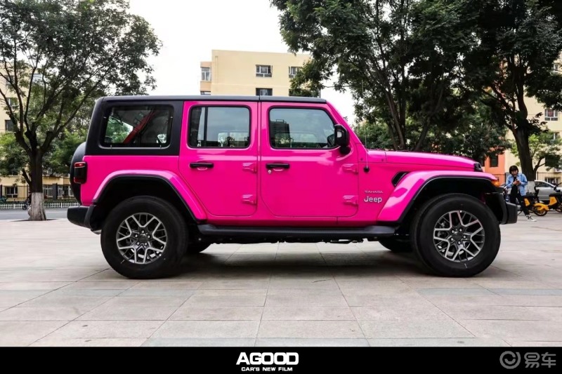 改色膜案例agood阿古德汽车贴膜牧马人玫红色又叫玫瑰红