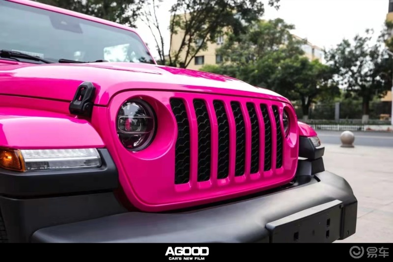 改色膜案例agood阿古德汽车贴膜牧马人玫红色又叫玫瑰红
