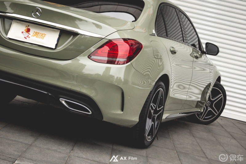 奔驰c级改色axfilm高亮卡其绿