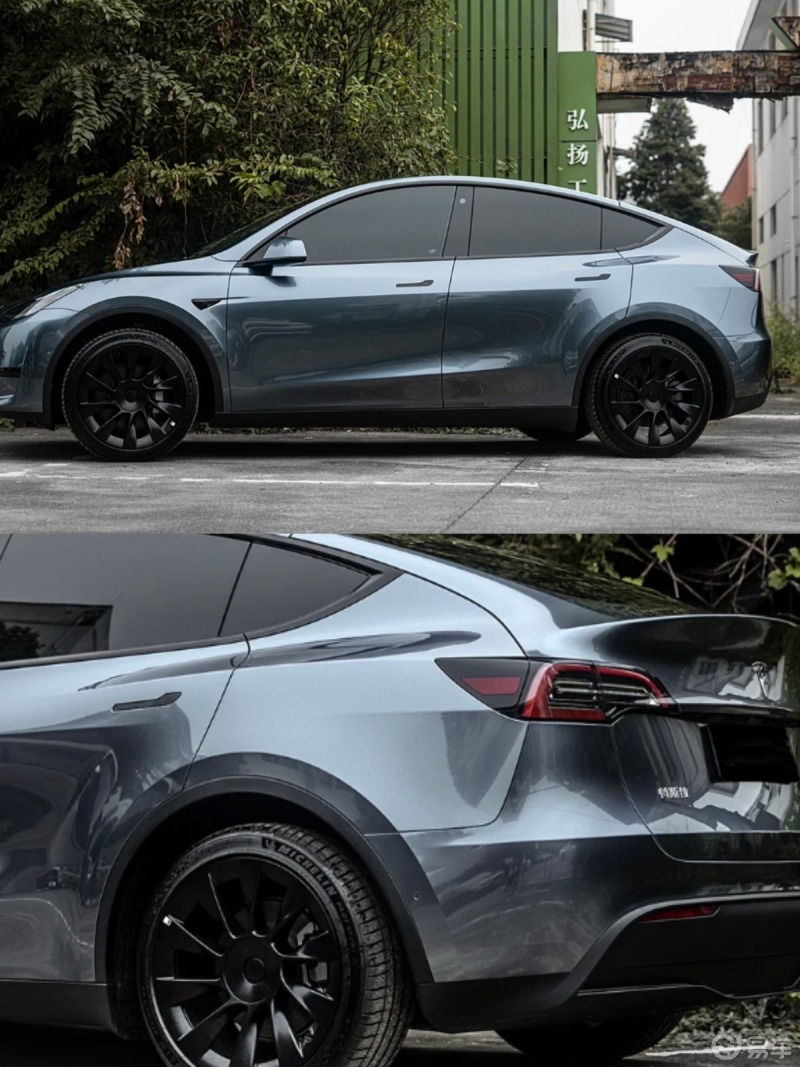 特斯拉model y改色拜伦湾蓝 低调奢华的绸缎