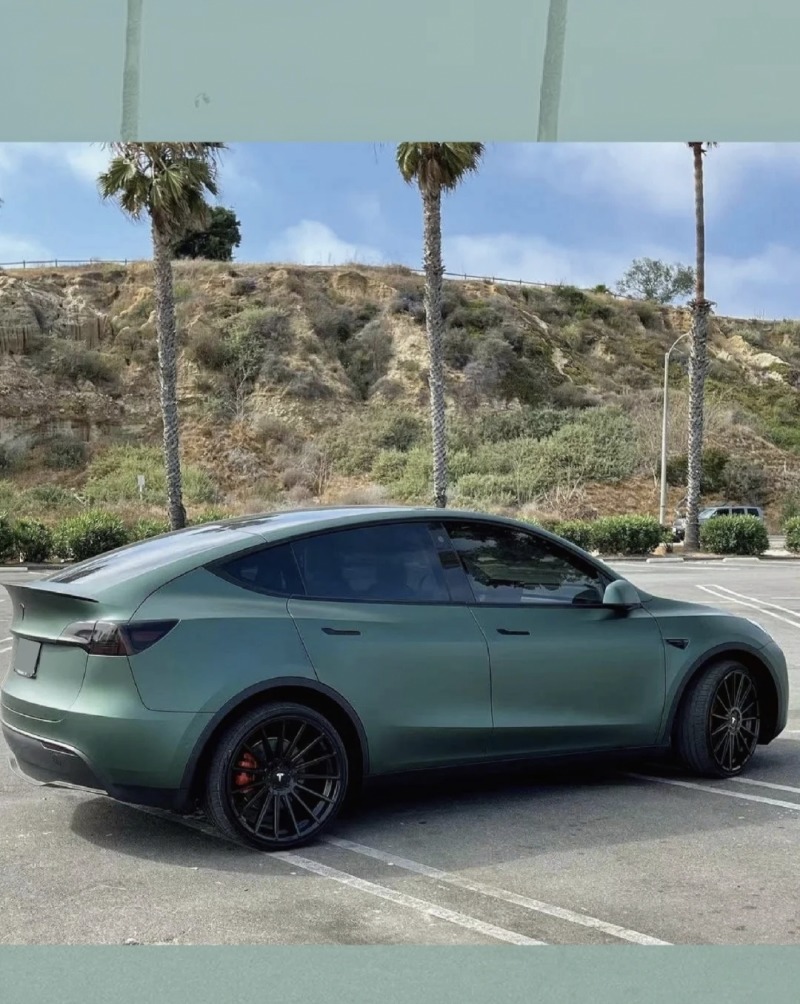 特斯拉modely|改色超哑墨绿04好独