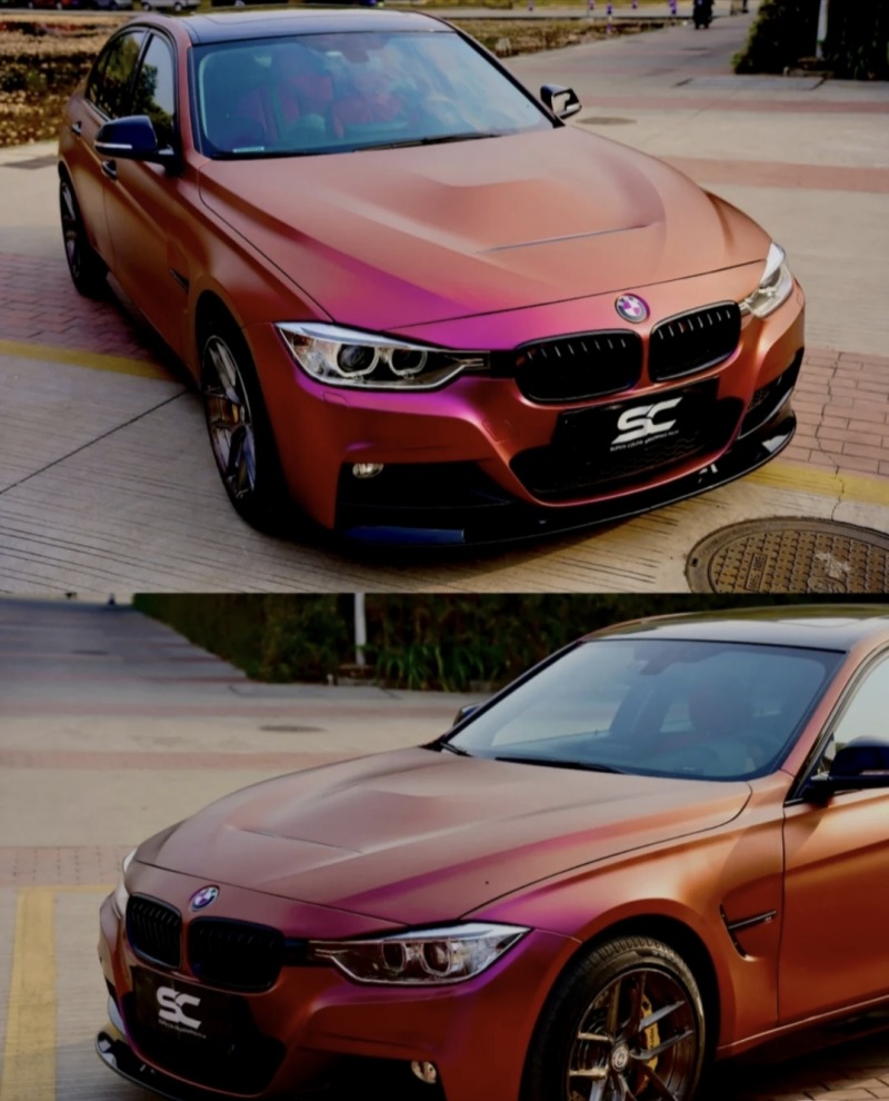 梦幻十足的粉黛紫90宝马三系改色