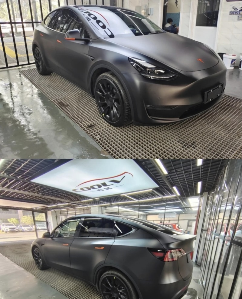 特斯拉model y改色|金属灰云黑90