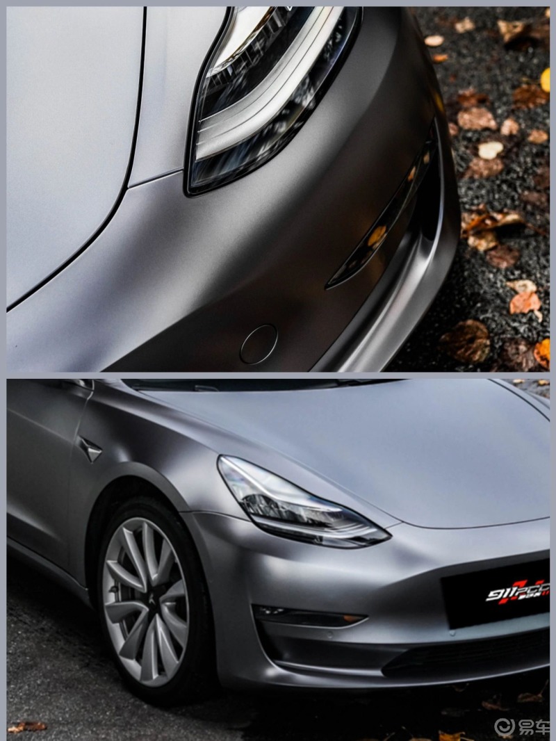 特斯拉model3改色电光金属钛银灰