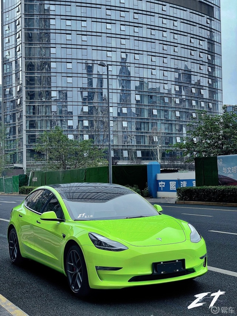 特斯拉Model 3改色超闪绿_Model 3社区_易车社区
