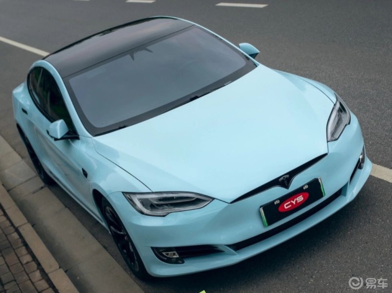 特斯拉model s改色陶瓷冰川蓝