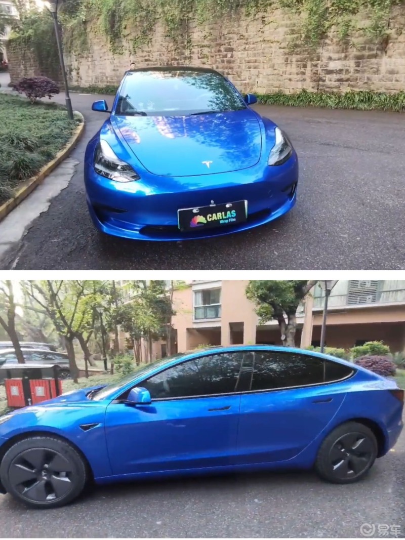 特斯拉model3 超亮金属深海蓝