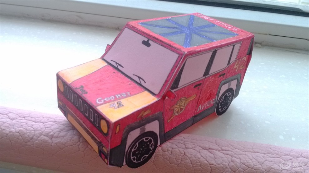 【折纸车模】之酷炫小吉普 打造阿森纳球迷专属小吉普