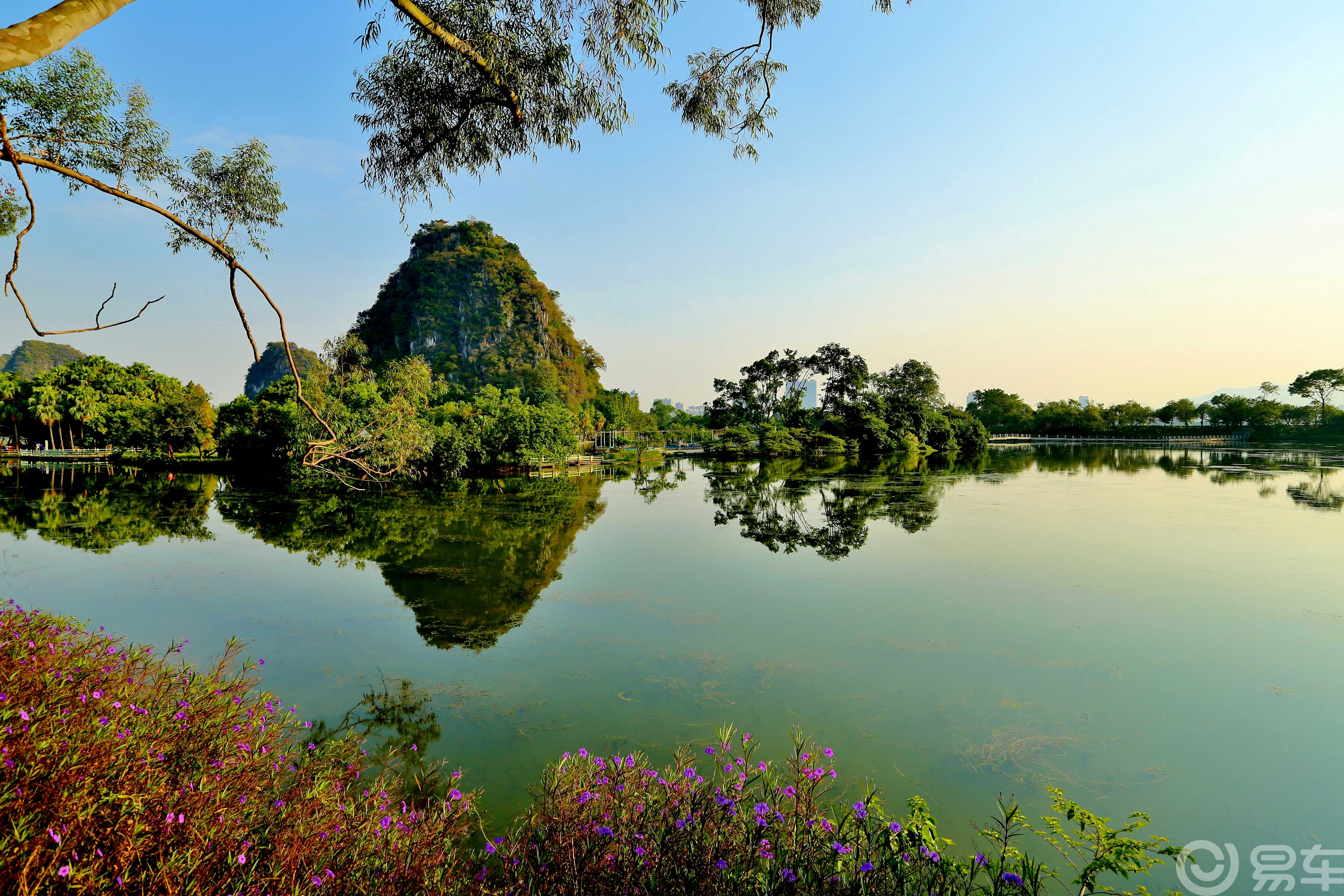 广东深度游1肇庆七星岩的湖光山色日落黄昏金色幽影